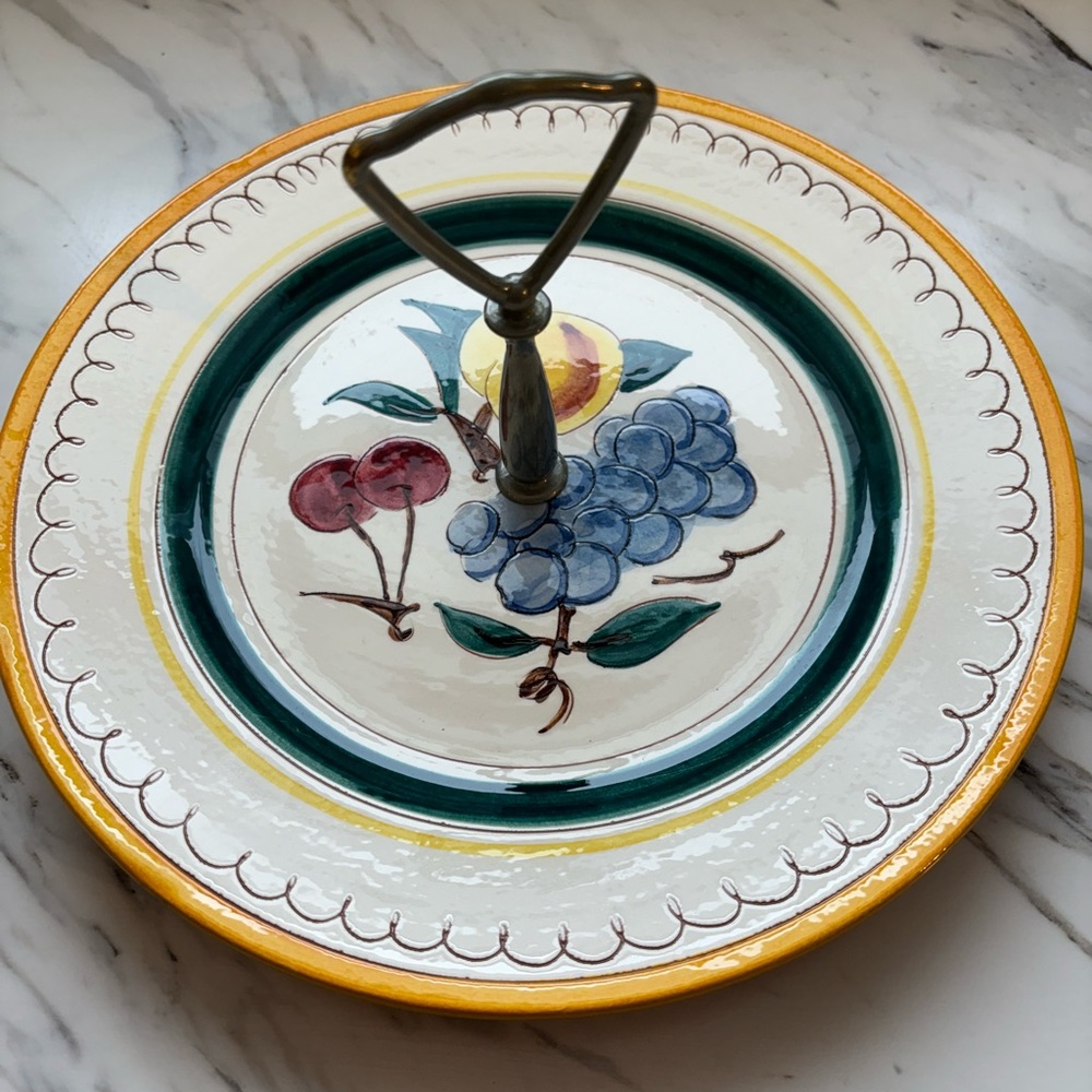 Stangl vintage pottery tidbit/ serving tray with handle